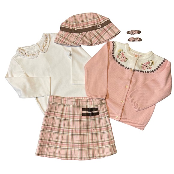 Janie and Jack English Countryside Pink Floral Knit Kids Cardigan 2T - Picture 4 of 5